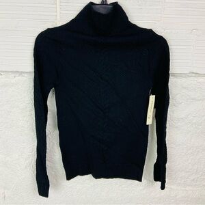 NWT LA WINNER Black stretch textured Turtleneck long sleeve size One Size